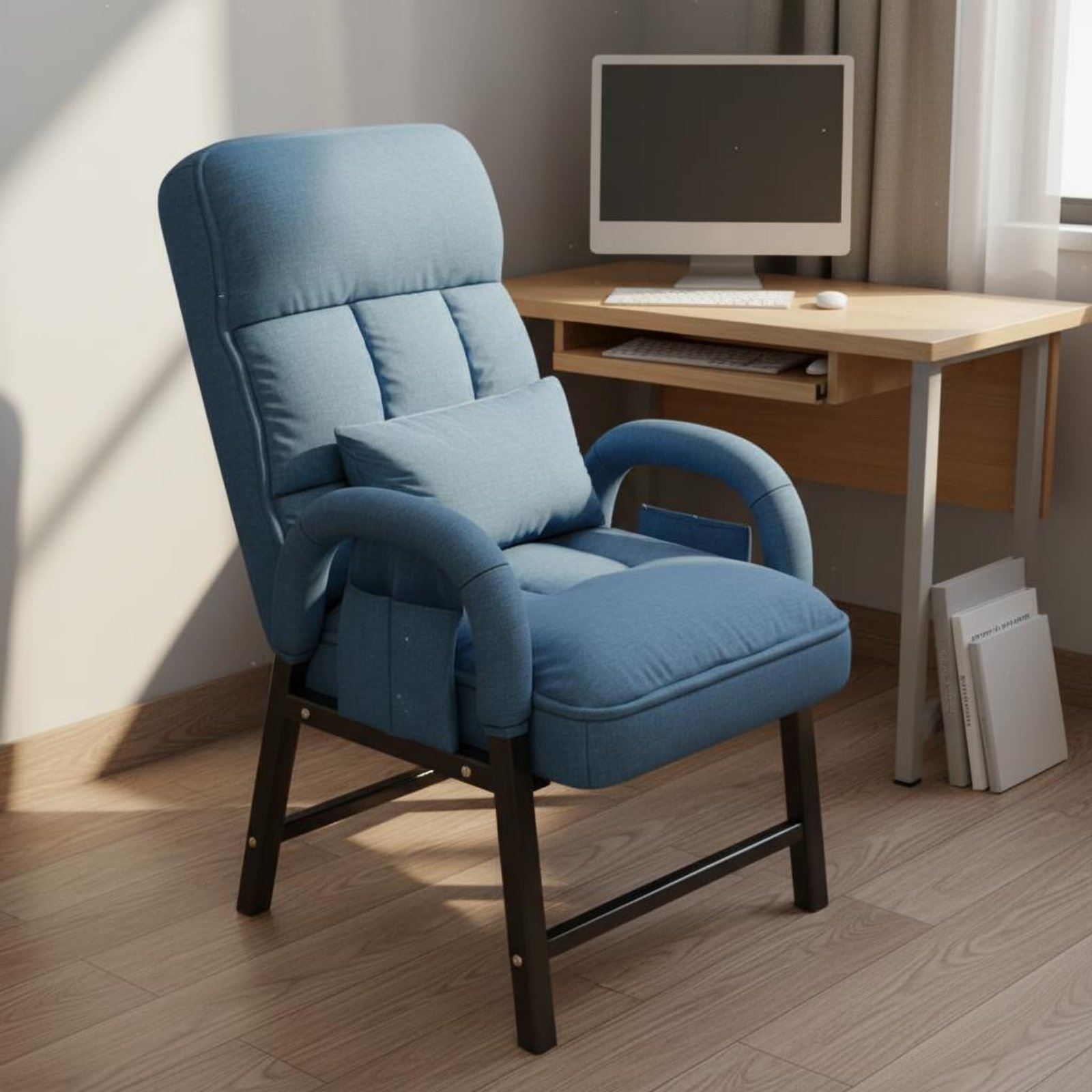 Furniture Chairs For Office - Высокое кресло-реклайнер с регулируемой спинкой, текстильное,
